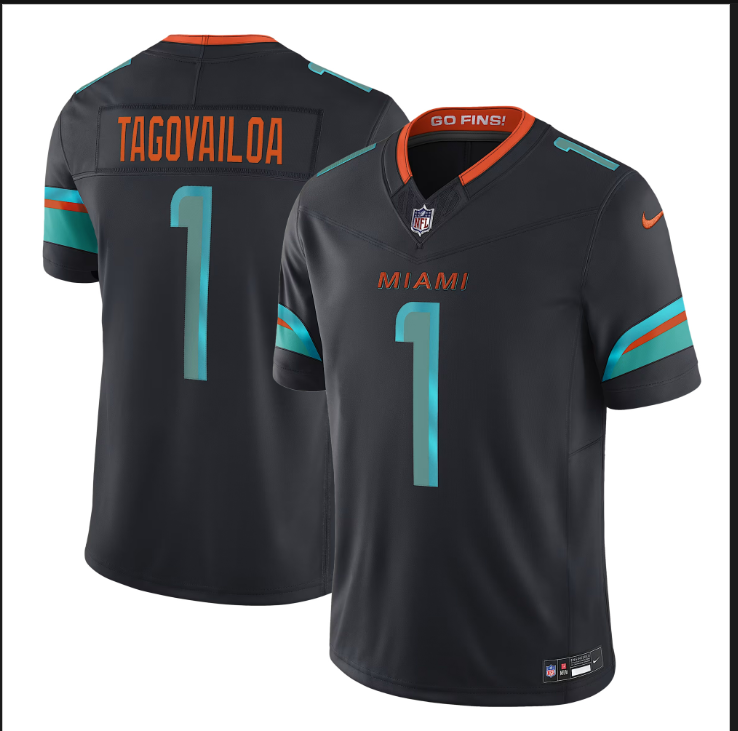 Men 2025 Miami Dolphins #1 Tagovailoa black Nike NFL jersey->miami dolphins->NFL Jersey
